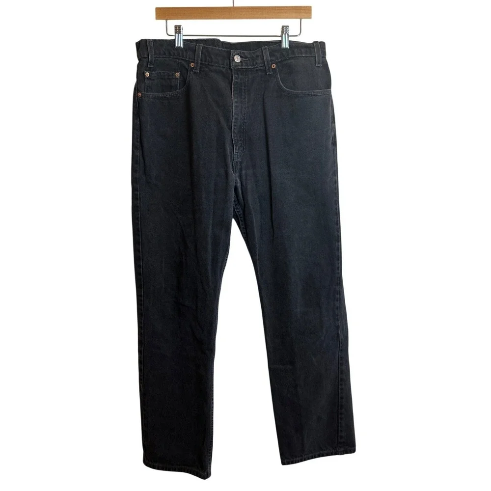 Levis 505 Mens 34 Regular Fit Straight Leg Jeans  Faded Black Denim Pants